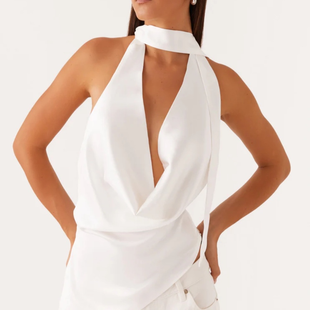 Peppermayo Exclusive - Nina Halterneck Scarf Top - White